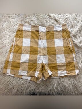 Ann Taylor High Waist Bermuda Yellow Gingham Plaid Check Shorts Women’s Size 2